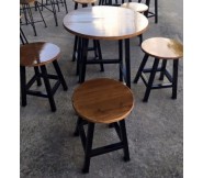 Bộ bàn ghế cafe gỗ sắt BQ1003