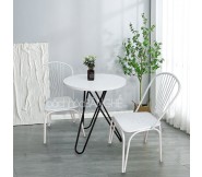 Bộ bàn ghế cafe trà sữa ghế sắt màu trắng 199