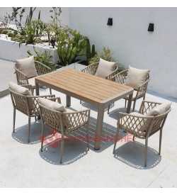 Bộ bàn ghế cafe sân vườn ngoài trời khung nhôm dây dù 205