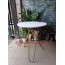 Bàn tròn cafe decor màu trắng chân chéo màu đồng BS46